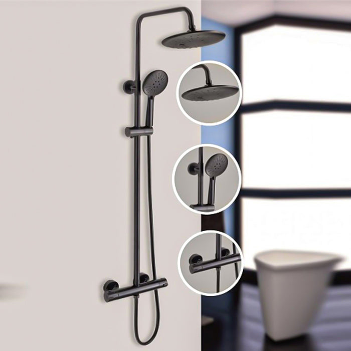 THERMOSTATIC SHOWER SYSTEM INTER CERAMIC SONLAGE BLACK MATTE