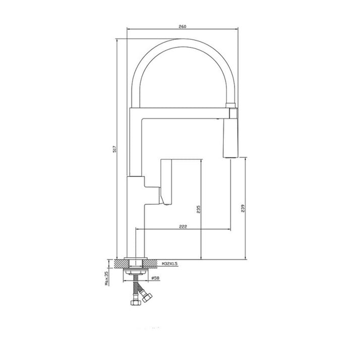INTER CERAMIC MATT BLACK KITCHEN FAUCET WITH PULL-OUT SHOWER