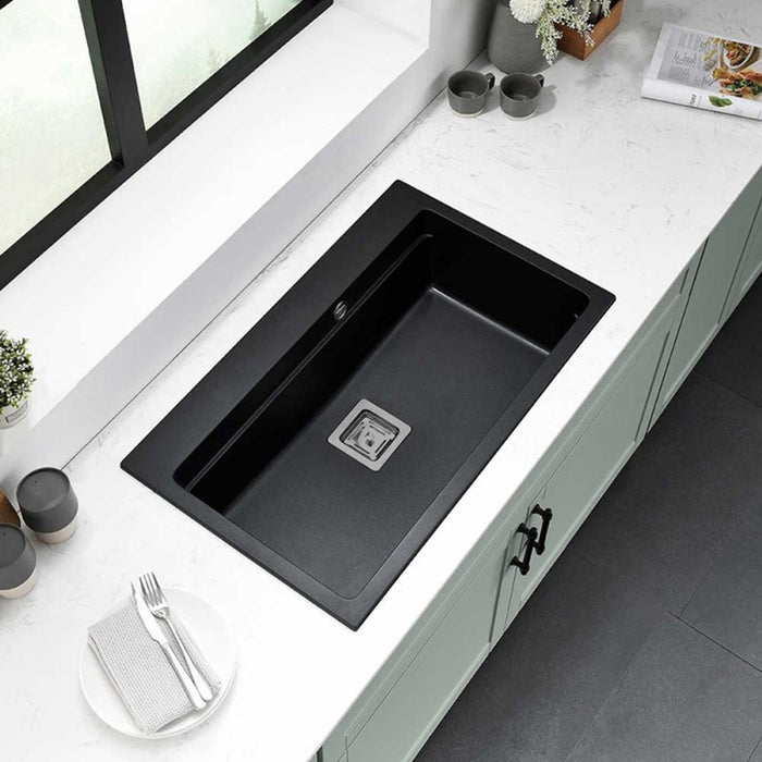 GRANITE KITCHEN SINK RECTANGULAR INTER CERAMIC 8213 78X48X21 CM BLACK