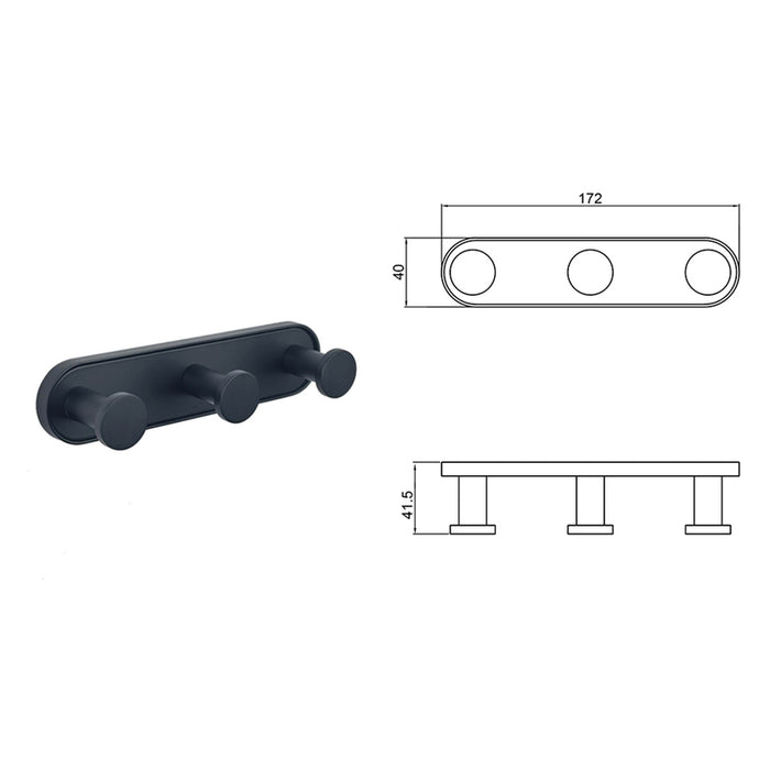 TRIPLE BATHROOM HANGER INTER CERAMIC LUSSO