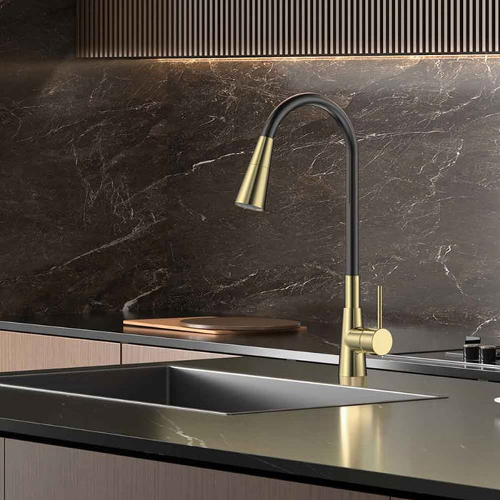 KITCHEN MIXER INTER CERAMIC HAVANA POLISHED GOLD