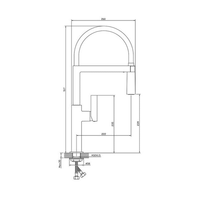 KITCHEN MIXER WITH PULL-OUT SHOWER INTER CERAMIC ROSE GOLD