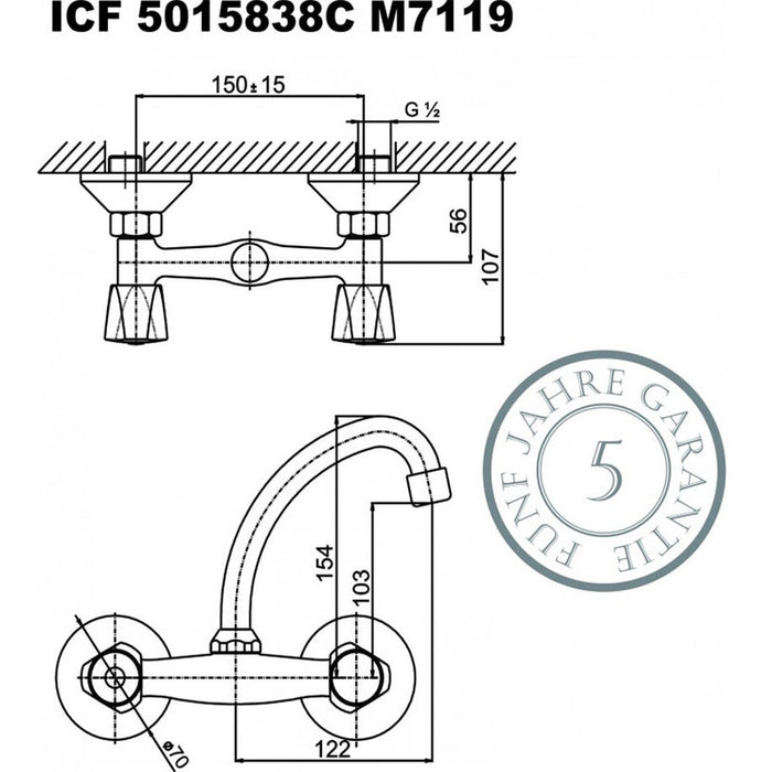 WALL MIXER FOR KITCHEN INTER CERAMIC CLIER