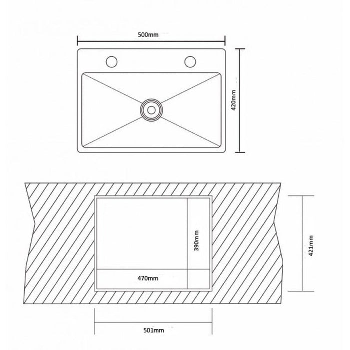 KITCHEN SINK INTER CERAMIC ICK 5043 50X43X19 CM.