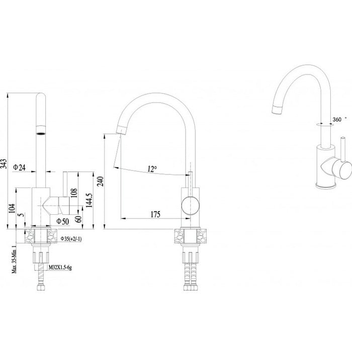 KITCHEN MIXER INTER CERAMIC TEMPICO HIGH