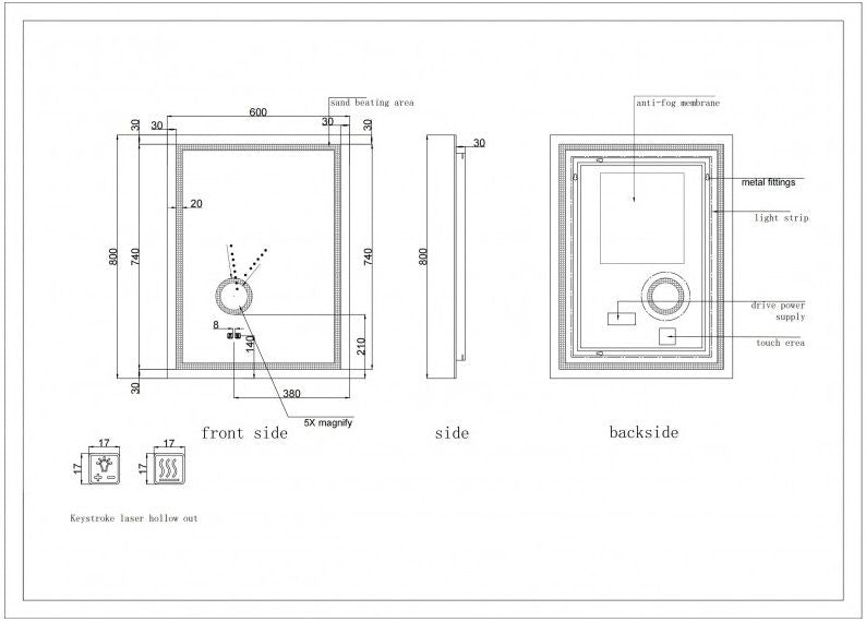 BATHROOM MIRROR WITH BUILT-IN LED ICL 1828