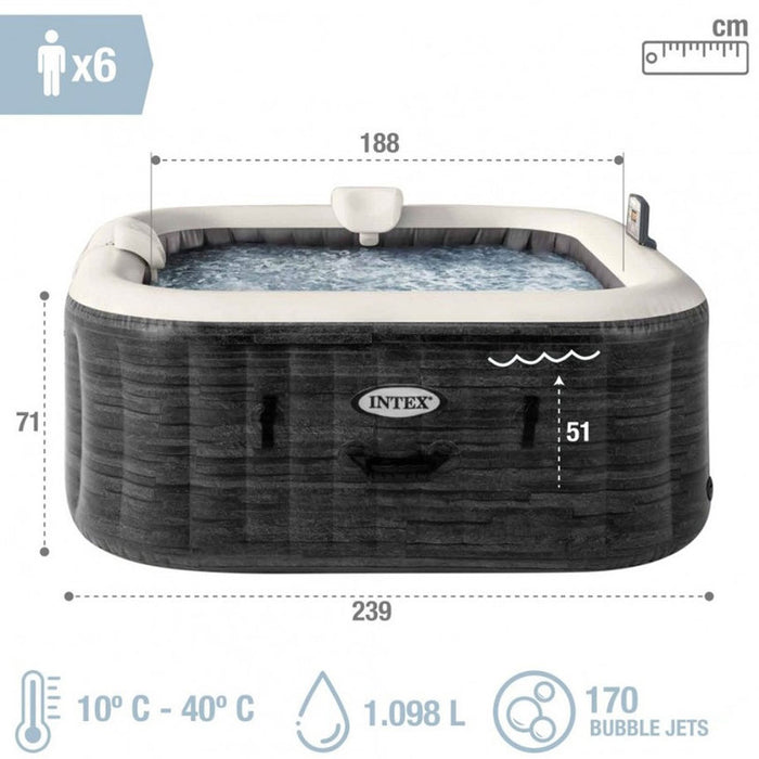 INFLATABLE JACUZZI 239X239X71CM GREYSTONE BUBBLE DELUXE INTEX 28452