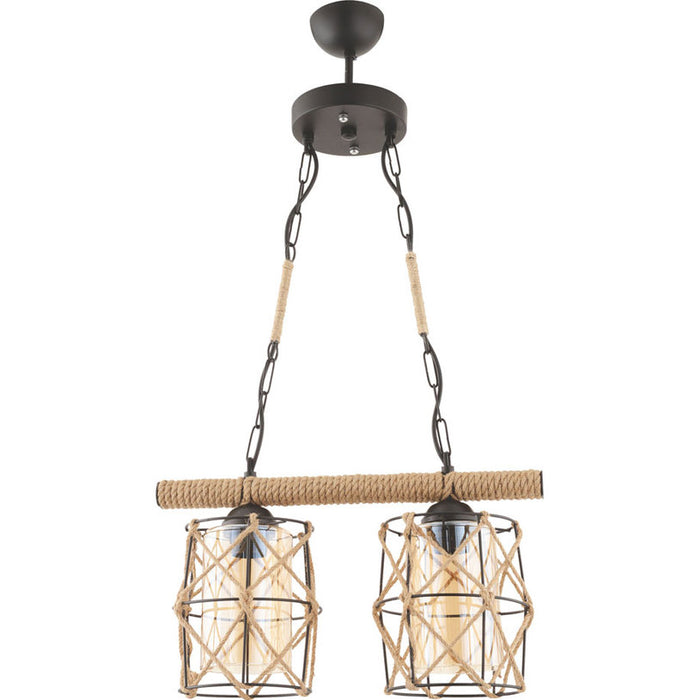 CHANDELIER 2XE27 BLACK + ROPE SMOKE CUP INTO DJUNA