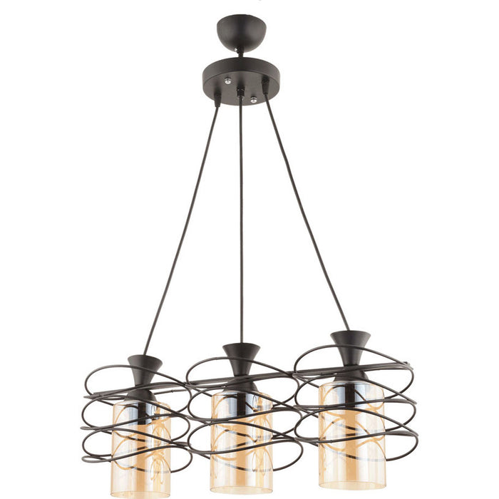 CHANDELIER 3XE27 BLACK SMOKE CUP INTO FIBELA