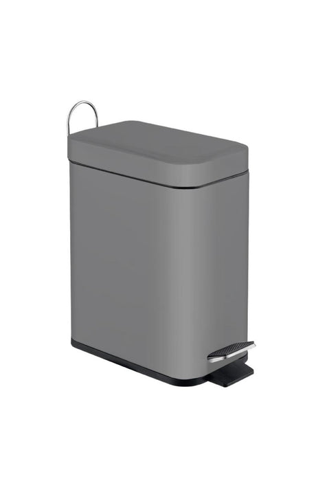 BASKET WITH PEDAL 5L METAL GRAY MAT