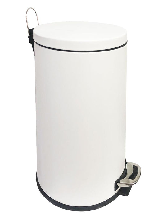 BASKET WITH PEDAL 30L METAL WHITE MAT
