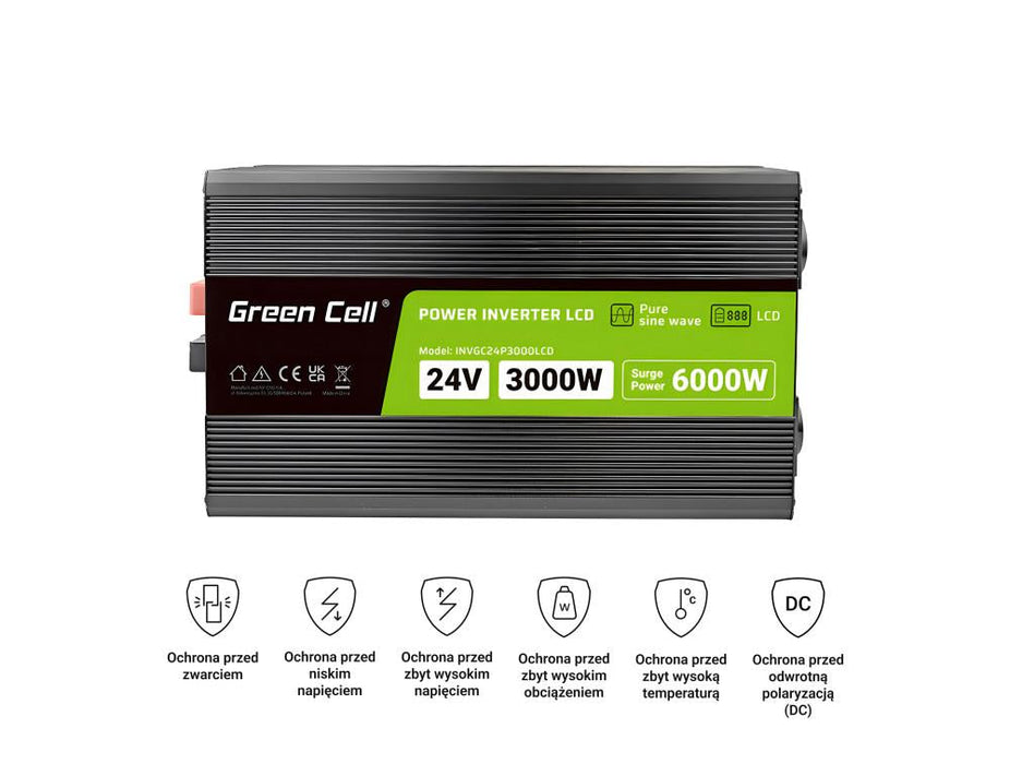 Inverter GREEN CELL 24/220V DC/AC 3000W/6000W pure sine wave - Инвертори<<<Непрекъсваеми токозахранващи