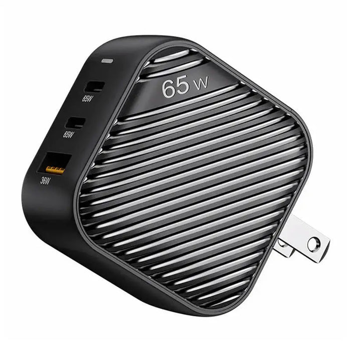 INVZI GanHub 2x USB-C + USB wall charger 65W EU/UK/AU/US (black) - mains chargers<<<Chargers<<<GSM