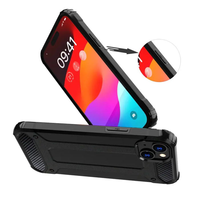 iPhone 15 Hybrid Armor case - black - Cell phone cases and covers<<<HurtelXML