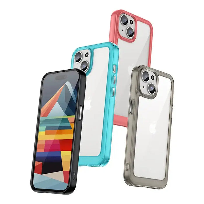 iPhone 15 Outer Space Reinforced Case with Flexible Frame - Black - Cell phone cases and covers<<<HurtelXML