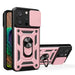 iPhone 15 Pro Max Hybrid Armor Camshield Case with Kickstand and Camera Cover - Pink - Cell phone cases