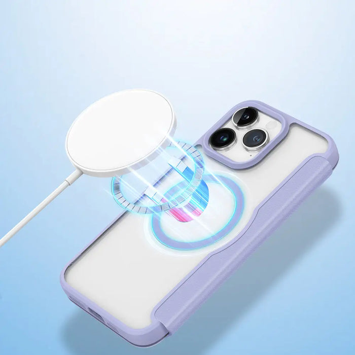 iPhone 15 Pro Max Magnetic MagSafe Flip Case Dux Ducis Skin X Pro - Purple - Cell phone cases and covers<<<HurtelXML