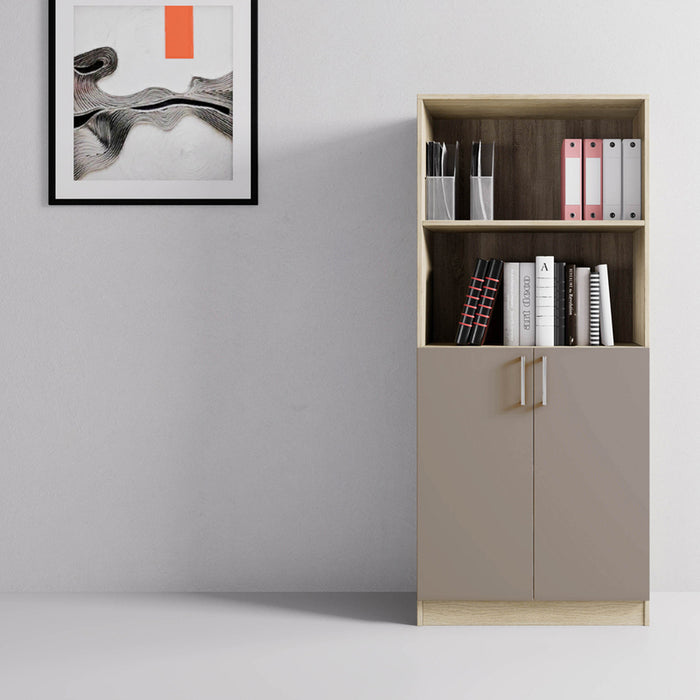 OFFICE SHELF WITH 2 DOORS AND 2 SHELVES IRIM OLIVE L ARVEN/LATTE