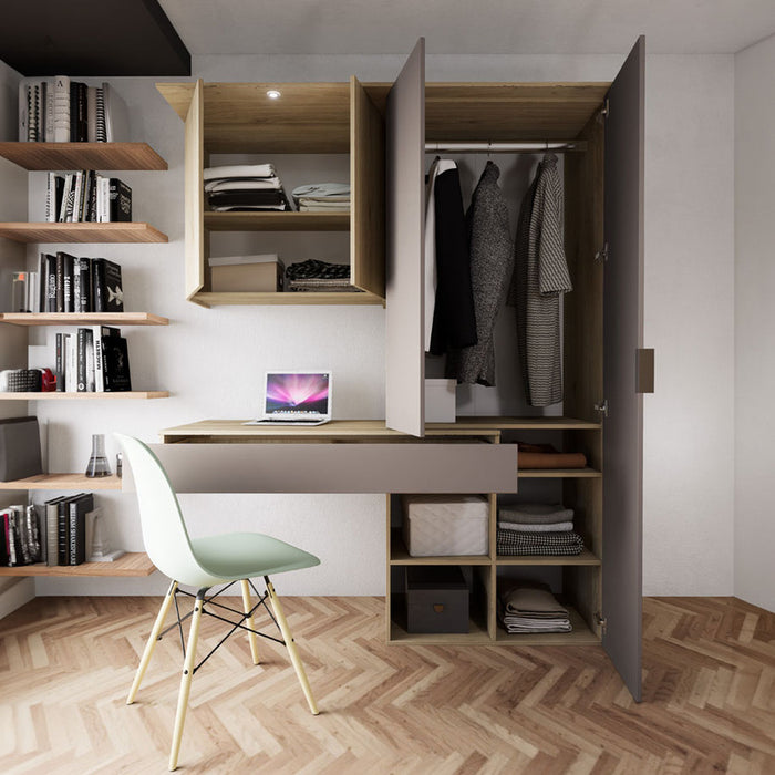 WARDROBE+DESK IRIM POSITANO ARVEN SONOMA/LATTE