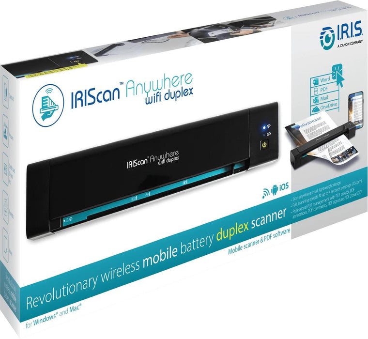 Two-sided portable scanner IRIS IRIScan Anywhere 6 Wifi Duplex, A4, USB-C, Black