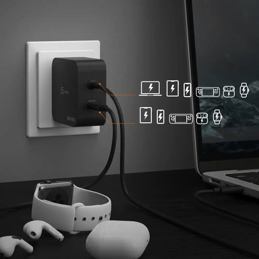 j5create JUP25102V Charger 220V- GaN 102W USB-C 2 ports- for laptops tablets phones - Захранвания за лаптопи<<<Лаптопи