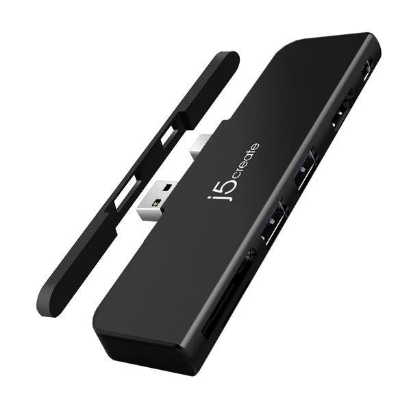 Docking station j5create JDD320B, for MS Surface Pro 4/5/6, USB-A Mini DP, Black