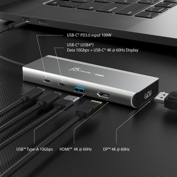 5-port hub j5create JCD401 USB4 Dual 4K Multi-port USB-C, 4K HDMI