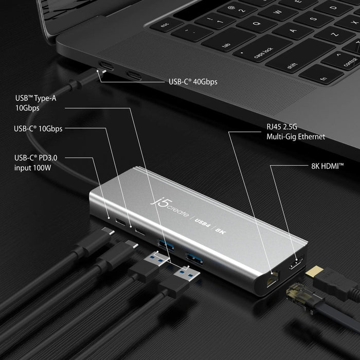 Docking station j5create JCD403, USB4, Multi-port hub, Gigabit Ethernet