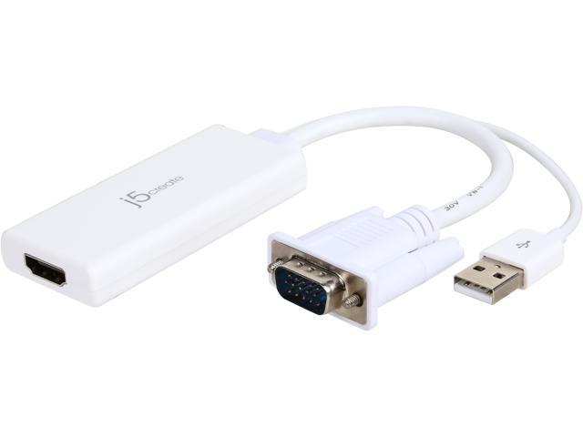 Audio video adapter j5create JDA214, VGA/USB male - HDMI female, White