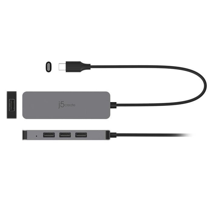 Laptop stand j5create JTS223, 4 port USB-C hub, Aluminum