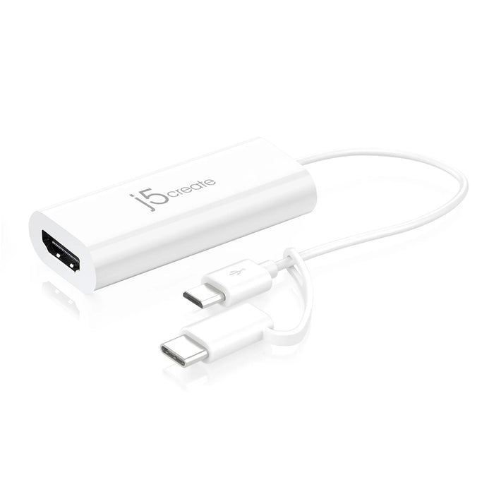 Video adapter j5create JUA165C, For Android, USB-C/USB-B male - HDMI female, White