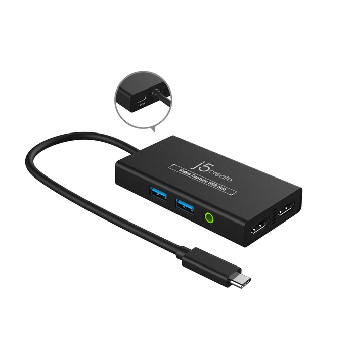 Capture j5create JVA01, HDMI - HDMI, USB-C hub, Black