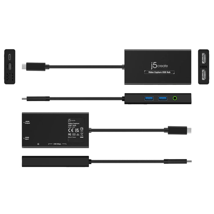 Capture j5create JVA01, HDMI - HDMI, USB-C hub, Black