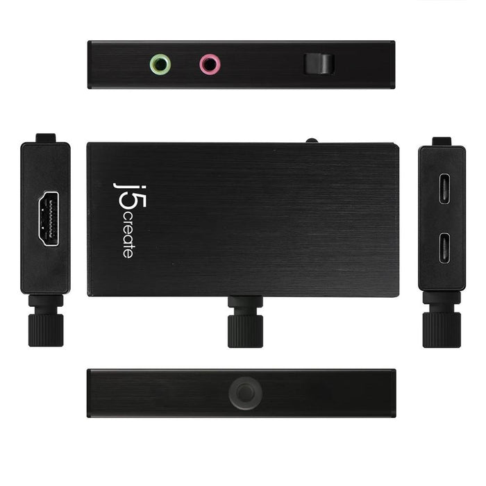 Capture adapter j5 create JVA02, HDMI to USB-C, PD, Black