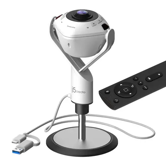 Video conference camera, j5create JVU368,360°,Full HD 1080p,USB™ UVC/UAC plug-and-play,HDR,AI function
