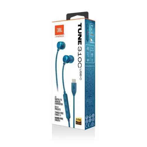 JBL Tune 310C Pure Bass In-Ear Headphones (Type-C) Blue EU - Audio<<<Основна<<<DunaXML&&&Електроника Периферни и