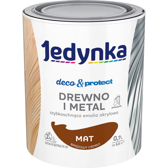 QUICK DRY ACRYLIC ENAMEL LACQUER DARK BROWN MAT 700 ML JEDYNKA