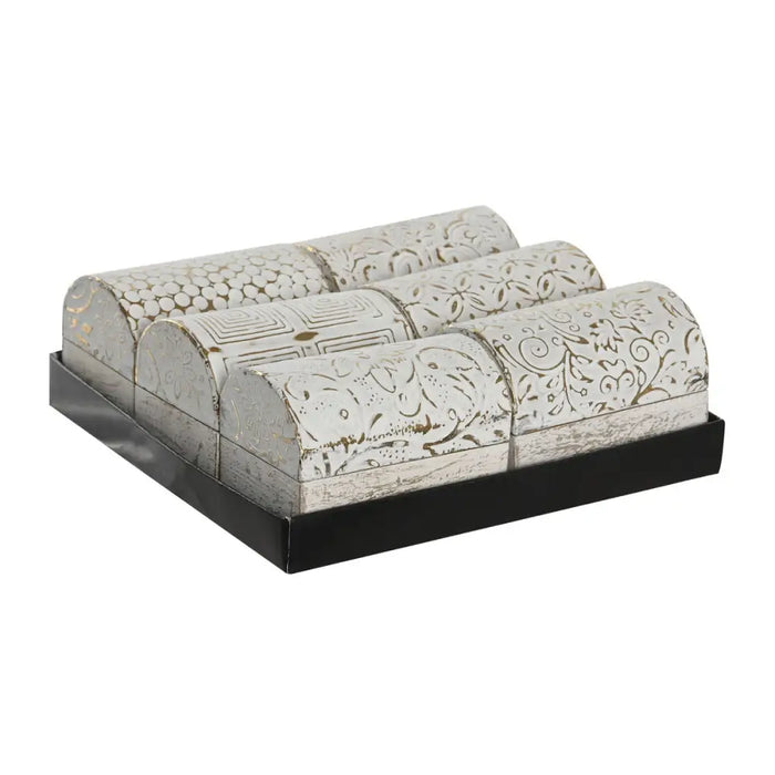 Jewelry box DKD Home Decor White Golden Aluminium Mango wood 7,5 x 5,3 x 5,3 cm (6 Units) - Декорация и