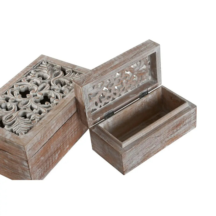 Jewelry box Home ESPRIT White Natural Mango wood (2 Pieces) - Декорация и Осветление<<<Дом Градина<<<BigBuy&&&Други