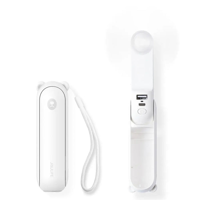 Jisulife Handheld Fan Life8 Mini Portable USB Fan with 2000mAh Power Bank and Flashlight - White - Household