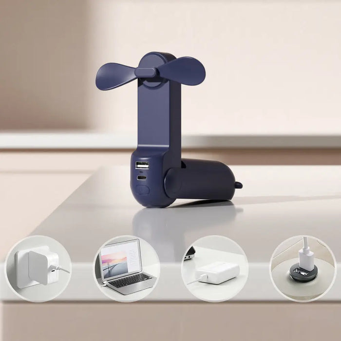 Jisulife Handheld Fan Life8 Mini Portable USB Fan with Power Bank Function 2000mAh and Flashlight - Blue - Household