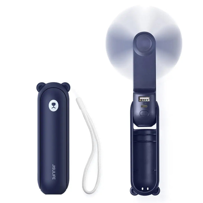 Jisulife Handheld Fan Life8 Mini Portable USB Fan with Power Bank Function 2000mAh and Flashlight - Blue - Household
