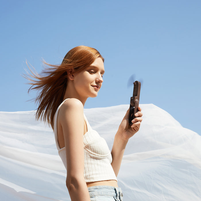 Jisulife Handheld Fan Life8 Portable USB Fan with Power Bank Function 2000mAh and Flashlight - Brown