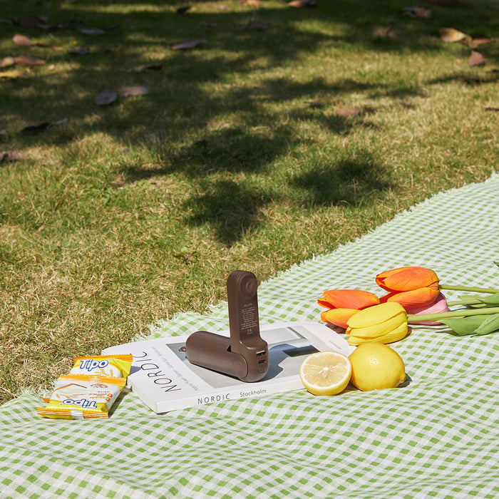 Jisulife Handheld Fan Life8 Plus Portable USB Fan with Power Bank Function 4500mAh and Flashlight - Brown