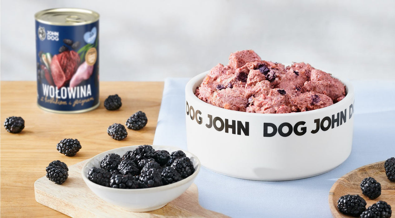 JOHN DOG Berry Line Puppy Beef with rabbit and blackberries - wet dog food - 400g