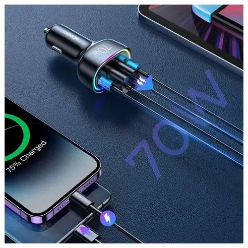 Joyroom 70W car charger with 4 ports: 2 x USB C 2 x USB black (JR-CL29) - Car charger<<<Основна<<<DunaXML&&&Car