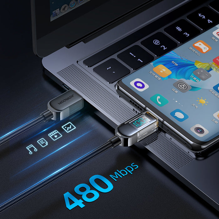 Joyroom A4 USB-C / USB-C 100W 1.2m Cable with Display - Black - Cell phone cables<<<HurtelXML&&&Type-C