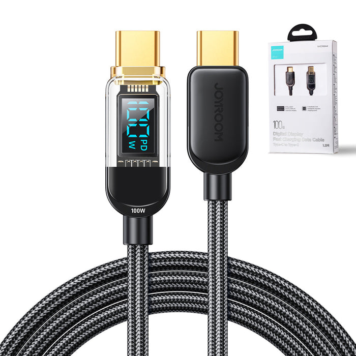 Joyroom A4 USB-C / USB-C 100W 1.2m Cable with Display - Black - Cell phone cables<<<HurtelXML&&&Type-C