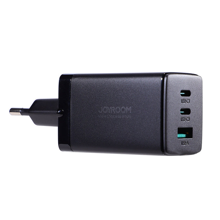 Joyroom fast GaN charger 65W USB-A 2x USB-C black + USB-C - USB-C cable 100W 1.2m (TCG01) - Cell phone USB