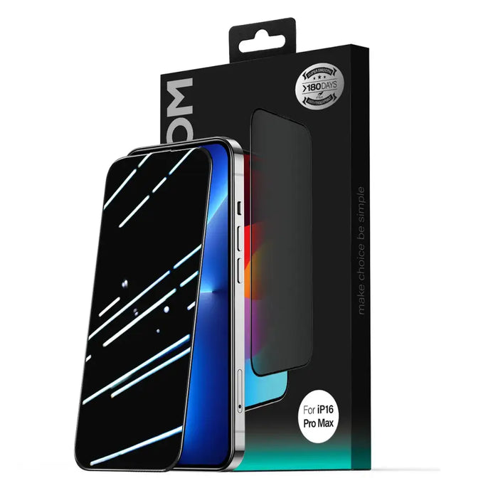 Joyroom JR-MLG0283 2.5D Dustproof Privacy Tempered Glass with Black Frame for iPhone 16 Pro Max - Cell phone tempered
